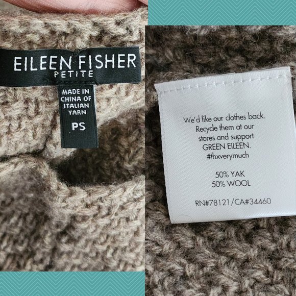 Eileen Fisher Beige Yak & Wool Blend Crewneck Sweater - Picture 5 of 5